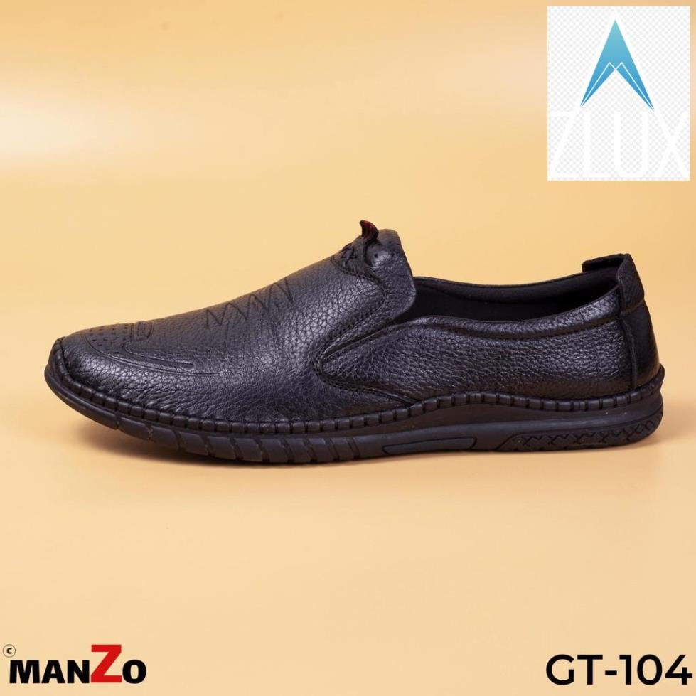 👒 Giày Mọi Nam Công Sở Đẹp - Giày Da Bò Cao Cấp - Manzo GT104DEN 👒