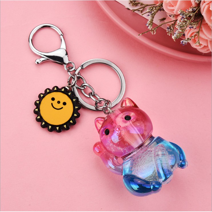 Móc khóa, móc túi Acrylic mèo thần tài trong suốt cute dùng làm quà tặng, dây treo balo, túi xách, ví cầm tay - Rap