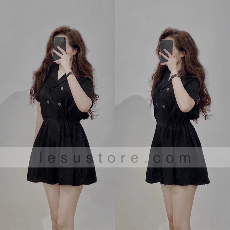 ẢNH TỰ CHỤP Jumpsuit cổ vest tay ngắn