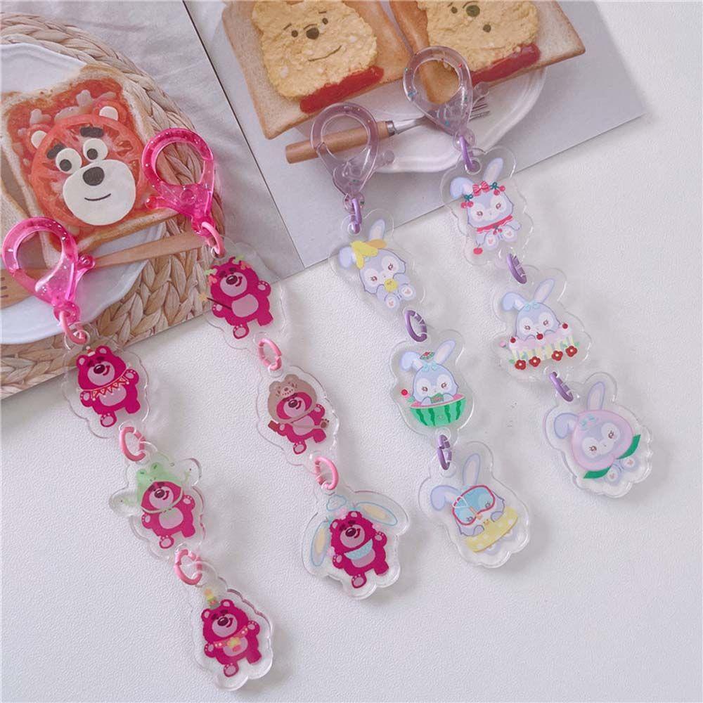 LANFY Móc Khóa Nhựa Acrylic Hình Gấu Dâu Tây StellaLou Dễ Thương