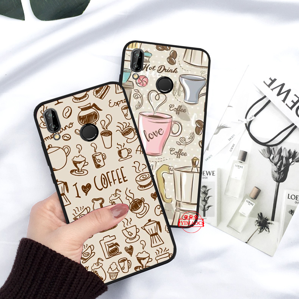 Huawei Y5 2017 Y6 Prime 2018 Y7 Y9 Prime 2019 Soft Case 12LM Coffee pattern