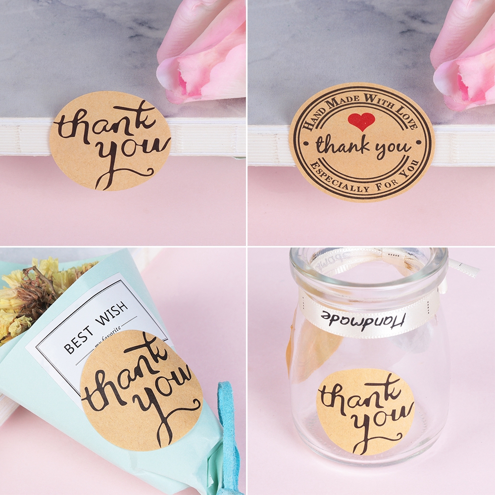 Bộ 12 sticker 3,5cm in chữ Thank you dễ thương để trang trí