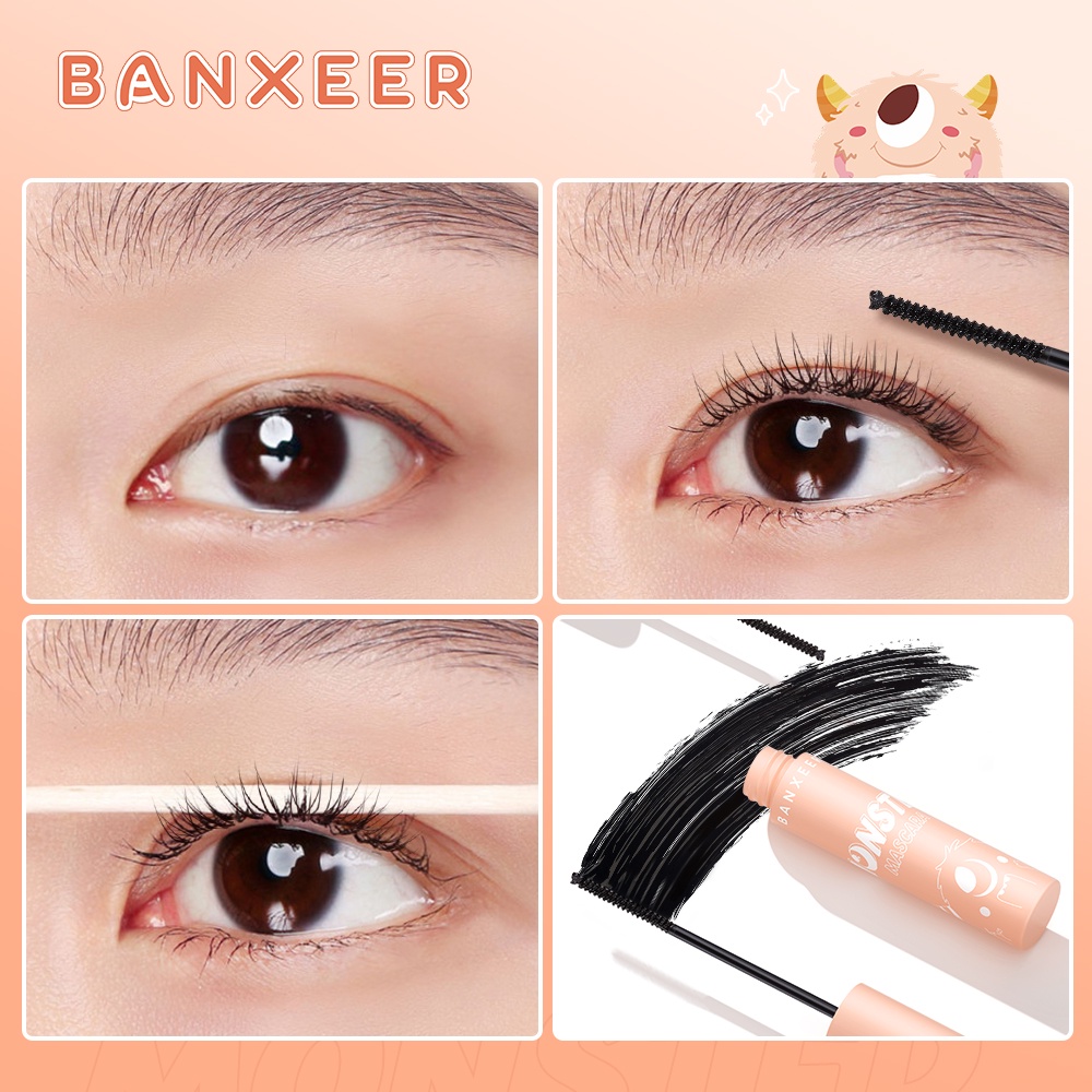 Mascara BANXEER kháng nước lâu trôi màu đen tự nhiên chuốt cong và dài mi