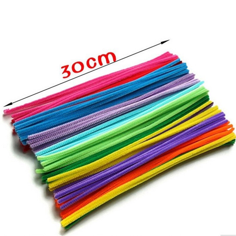 Sét 100 thanh dây kẽm xù,thép dẻo bọc vải lông màu bảy sắc cầu vòng,dồ chơi handmade cho trẻ em