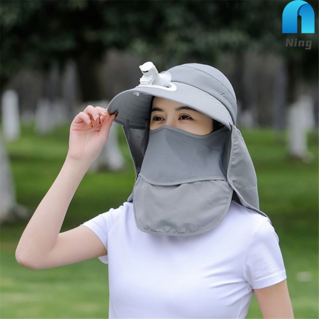 Nón Chống Nắng Vành Rộng Kèm Quạt Che Cổ Và Mặt Dùng Khi Đi Câu Cá/ Thể Thao Ngoài Trời