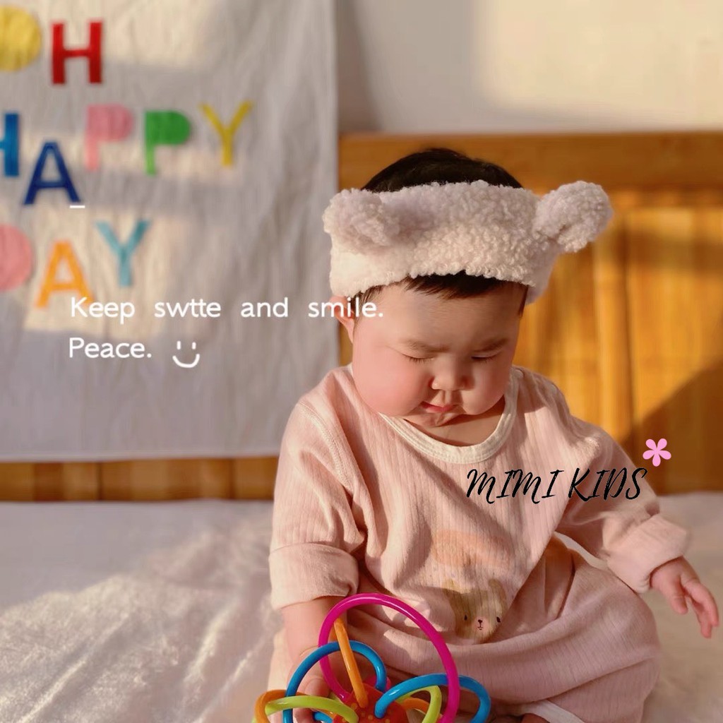 Băng đô tai gấu teddy lông cừu cute cho bé