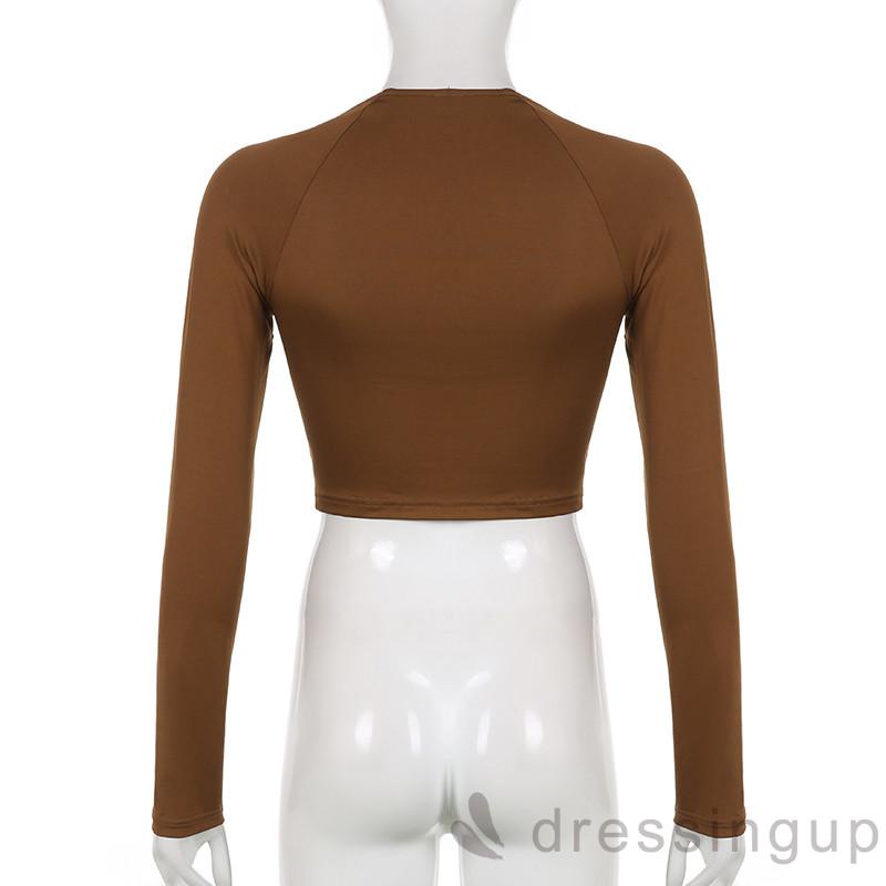 Áo Sơ Mi Tay Dài Cổ Chữ V Màu Sắc Trơn Thời Trang Mùa Hè Dành Cho Nữ