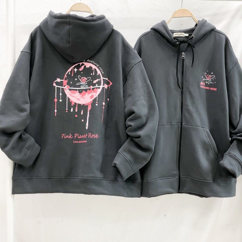 (FREESHIP) ❤ Áo khoác hoodie dây kéo form rộng PLANET ulzzang (ẢNH THẬT) (AHD001) | BigBuy360 - bigbuy360.vn