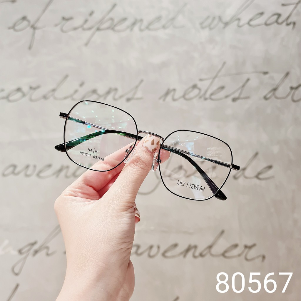 Gọng kính mắt nam nữ Lilyeyewear mắt vuông to chất liệu kim loại thanh mảnh màu sắc thời trang 80567 | BigBuy360 - bigbuy360.vn