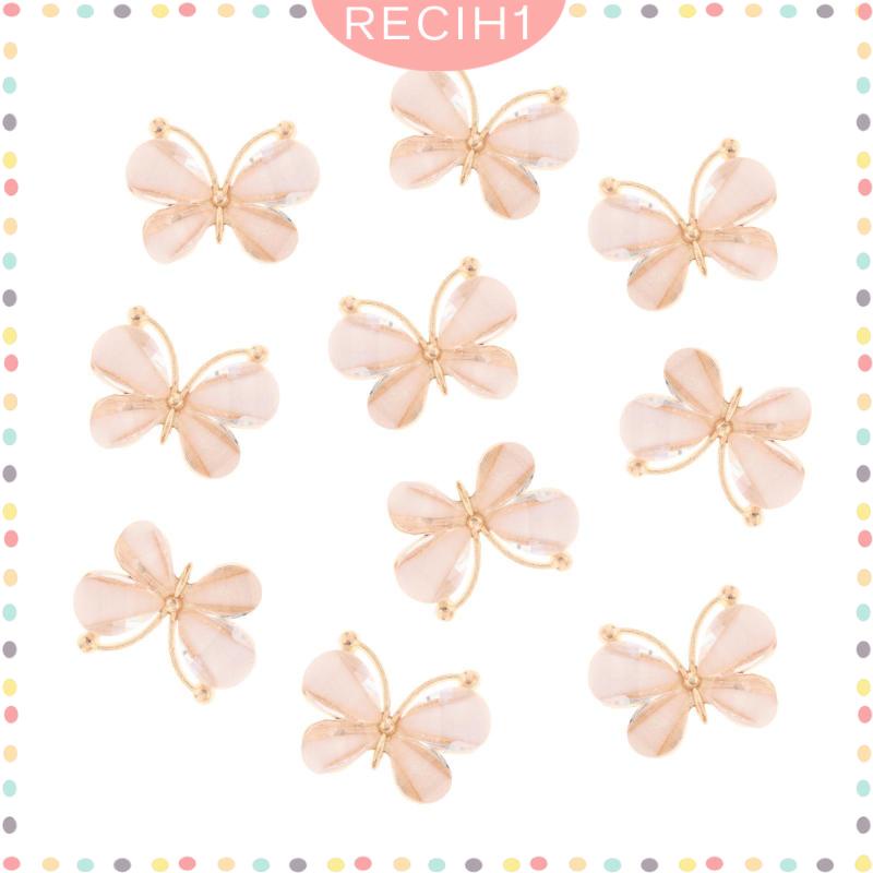 Set 10 Nút Hình Bướm Bằng Hợp Kim Phong Cách Retro Dùng Trang Trí Túi Xách / Trang Sức / Tiệc Cưới