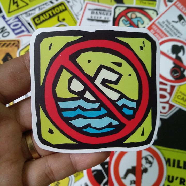 Bộ Sticker dán cao cấp chủ đề WARNING - Dùng dán Xe, dán mũ bảo hiểm, dán Laptop...