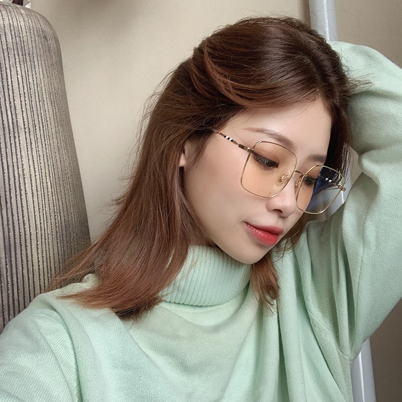 Gọng kính cận nữ thời trang mắt vuông chống ánh sáng xanh và tia UV phong cách Hàn Quốc thay được mắt cận 020