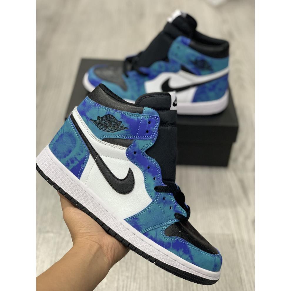 ✔️Giày Sneaker Jordan 1 Xanh Loang Full Box Freeship✔️