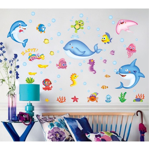 Combo Decal giấy dán tường nhiều mẫu hoạt hình thước đo cho bé ( nhiều mẫu )