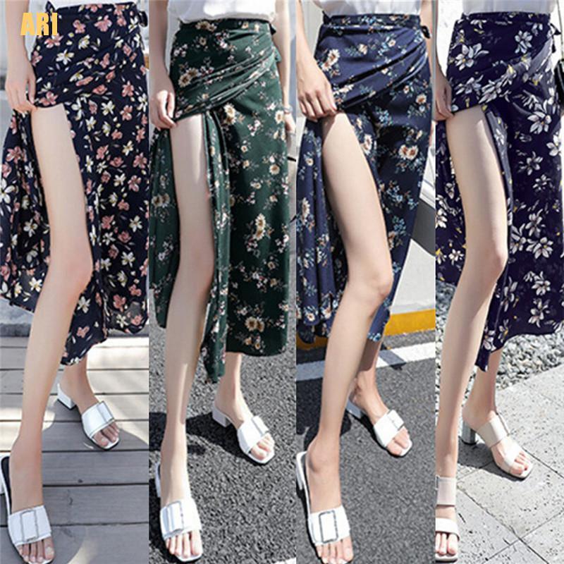 Chân Váy Chiffon Dài Lưng Cao In Họa Tiết Hoa Phong Cách Boho Thời Trang Mùa Hè Dành Cho Nữ