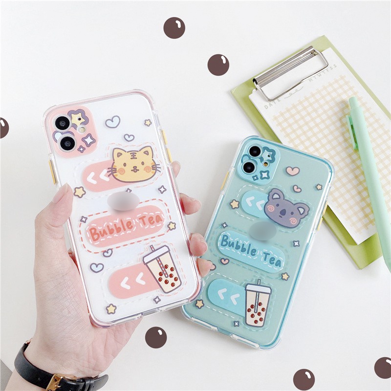 Ốp lưng iphone Bubble Tea viền màu chống trượt 6/6plus/6s/6splus/7/7plus/8/8plus/x/xr/xs/11/12/13/pro/max/plus/promax