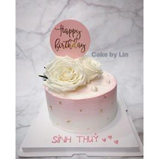 Topper mica HPBD tròn hồng