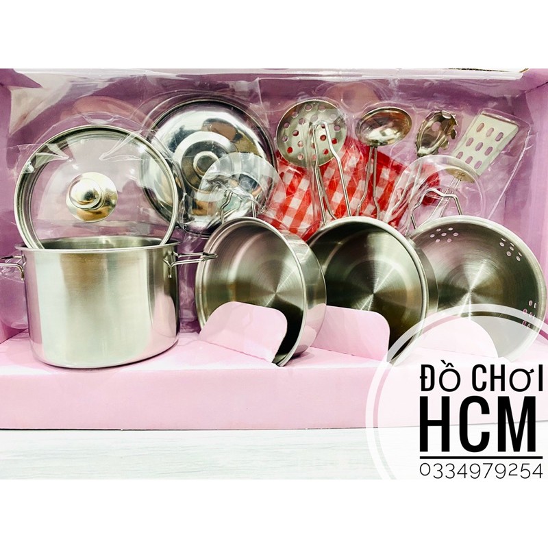 [INOX THẬT] Đồ chơi nấu ăn bằng inox 10 món dành cho bé thích nấu ăn nhà bếp cắt thái hoa quả trái cây