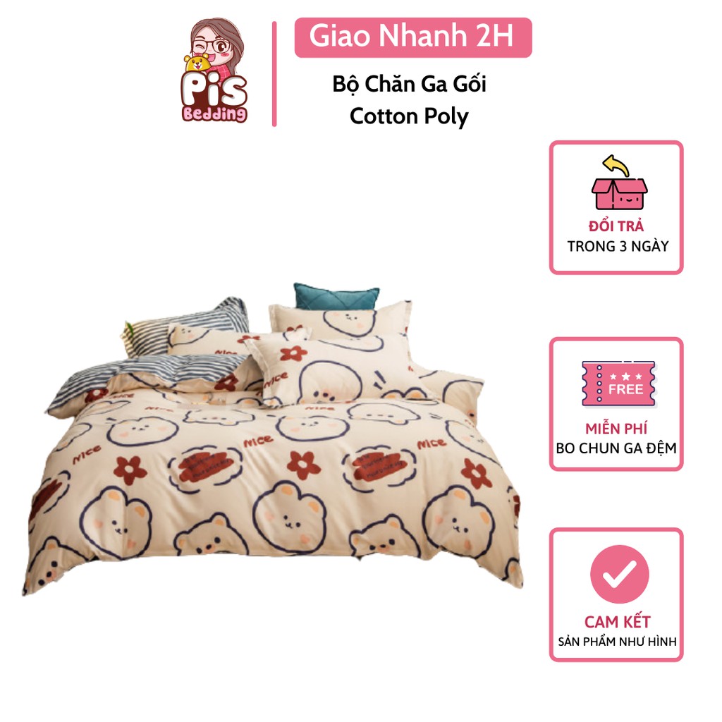 Bộ Chăn Ga Gối Cotton Poly Thỏ Nice