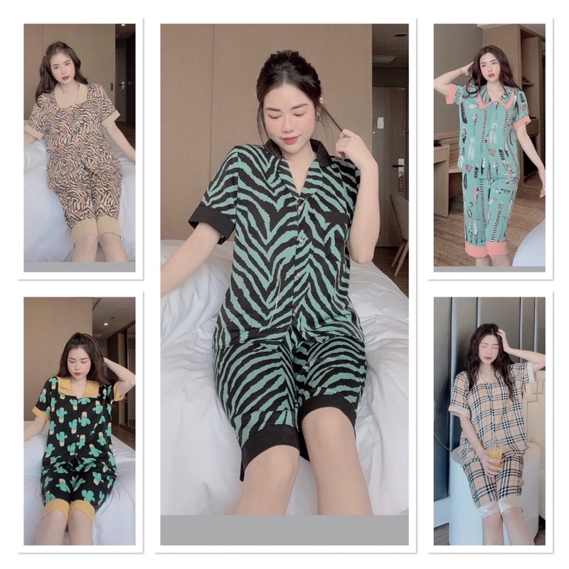 Đồ bộ lụa lửng Mango có cổ tay ngắn *siêu đáng yêu* nhé !! Hình và mẫu chụp là ẢNH THẬT 100%