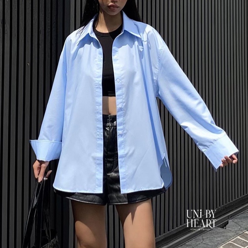 Áo sơ mi oversize Mia Shirt SMI011 thiết kế đuôi tôm, chất liệu mềm mịn - Uni by heart | BigBuy360 - bigbuy360.vn