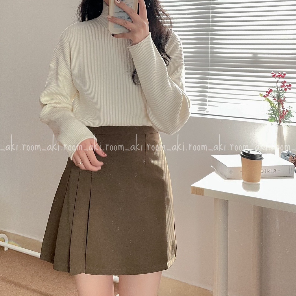 Chân váy ngắn dáng A xếp ly lệch trái cạp phẳng (có lót quần)