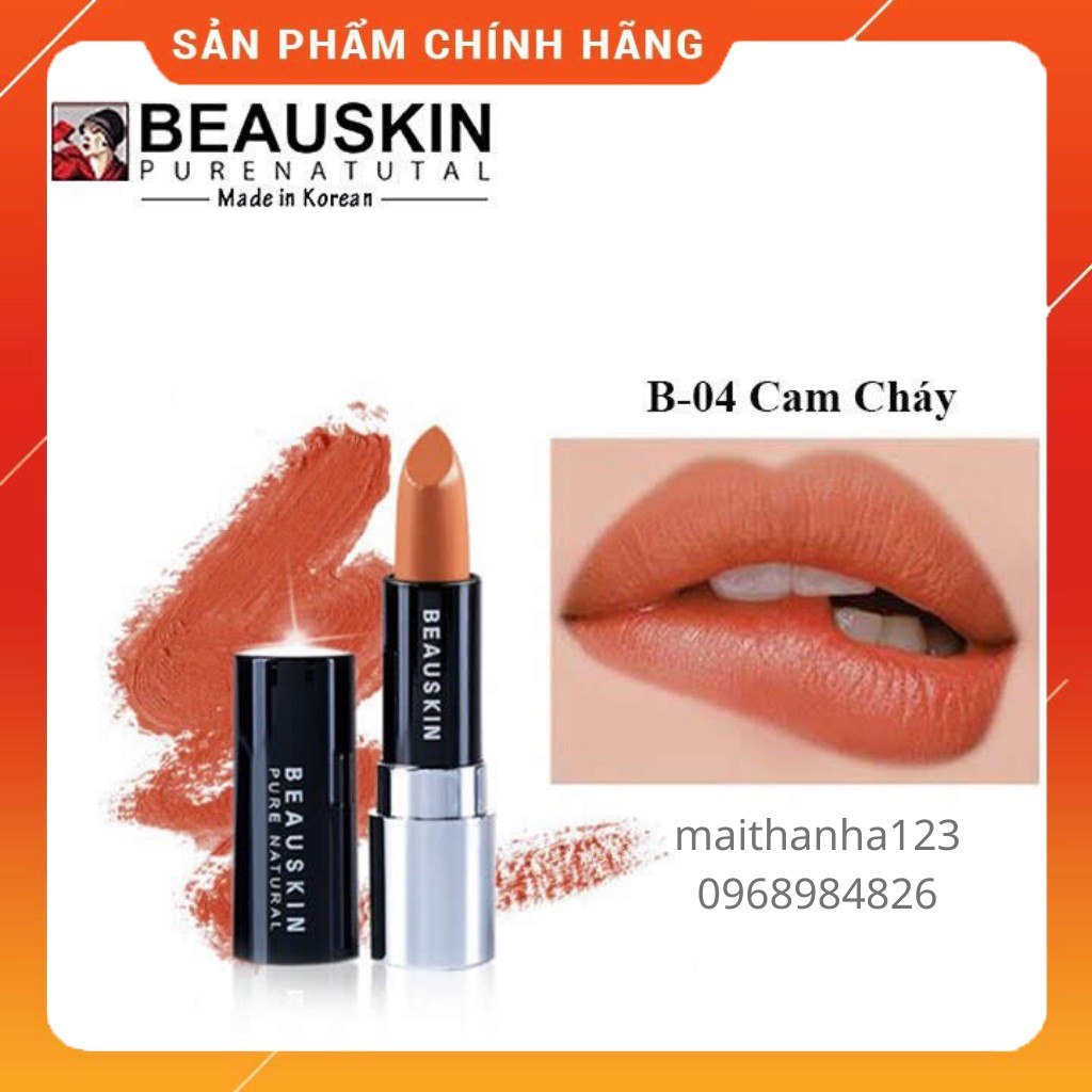 [ HÀNG HOT ] Son Lì Beauskin Extra Makeup Matte Lipstick B Đỏ cam 3.5g.