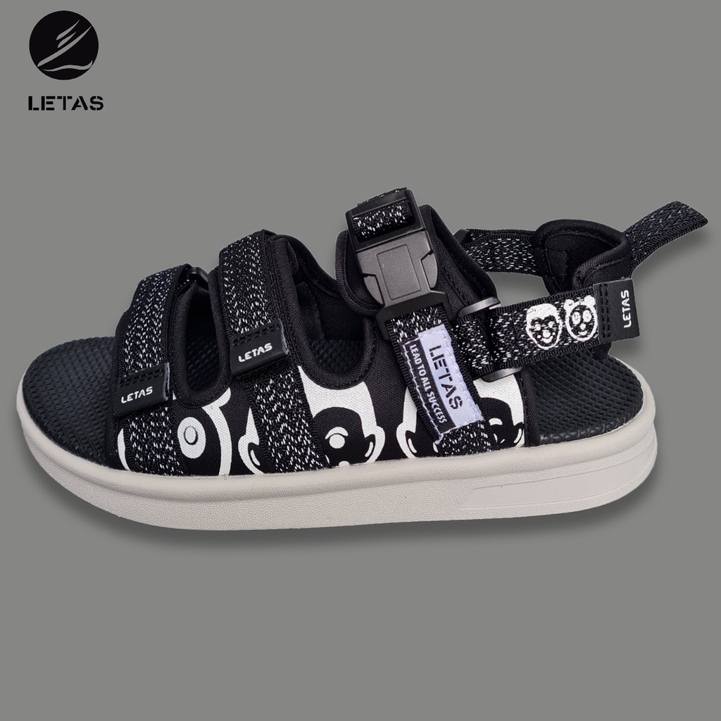 Sandal Unisex Letas D714 Đen Ghi