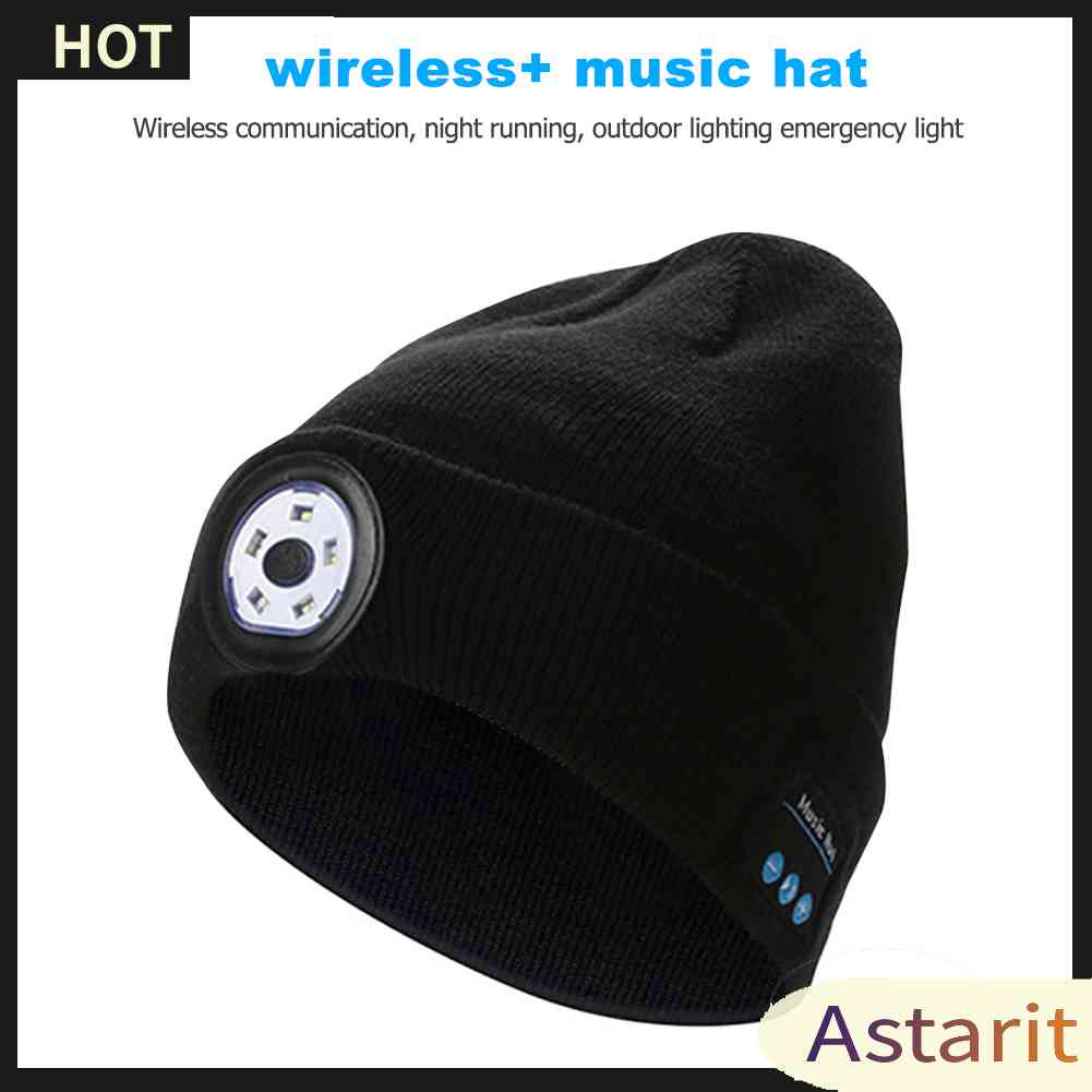 Mũ Len Beanie Phát Nhạc Bluetooth Không Dây Có Đèn LED Thông Minh