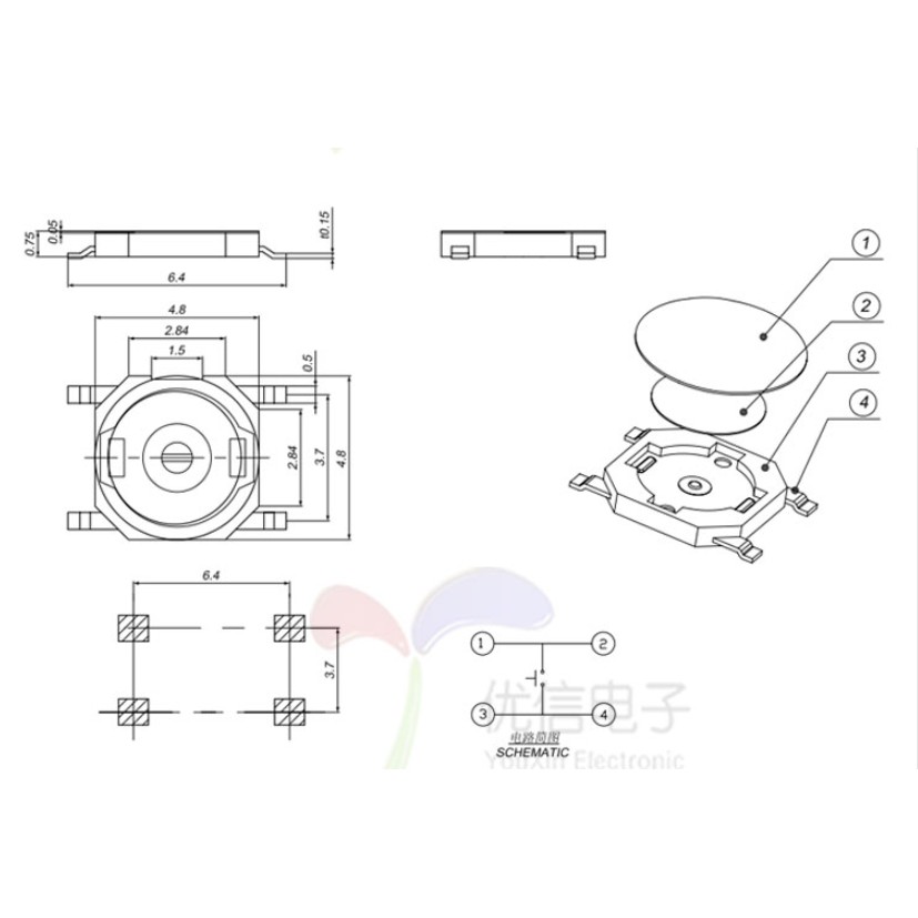 Set 10 công tắc 4x4x 0.8mm 4X4X0.8mm 4 Pin 4*4*0.8mm