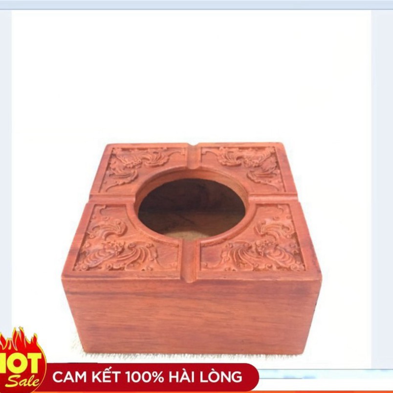 HỘP ĐỂ TÀN THUỐC OTO GỖ HƯƠNG ĐỎ CHẠM KHẮC HOA VĂN- LOẠI TO CAO CẤP Hàng cao cấp