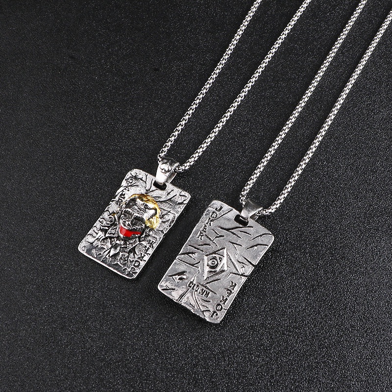 XiaoboACC Dây Chuyền Bằng Thép Không Gỉ Mặt Dây Hình Joker Phong Cách Hip Hop Dài - 60cm