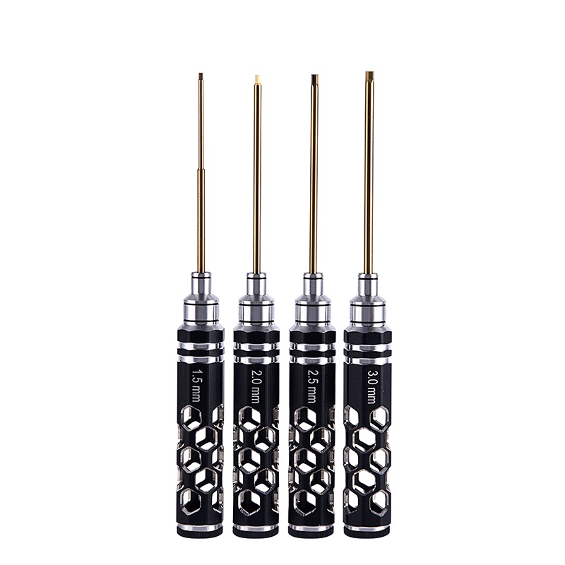 Set 4 Tua Vít Đầu Lục Giác 1.5mm 2mm 2.5mm 3mm Mạ Titan Chuyên Dụng Sửa Chữa Mô Hình Điều Khiển Từ Xa
