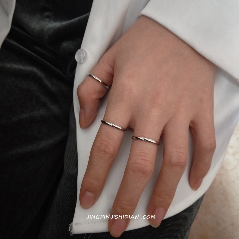 Nhẫn thép titan thiết kế đơn giản sang trọng thích hợp cho cặp đôi