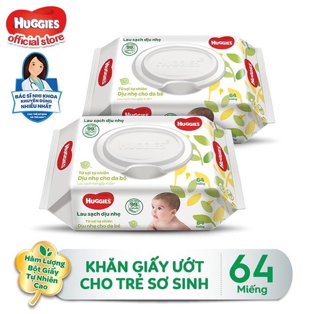 Khăn ướt Huggies không mùi 64 miếng