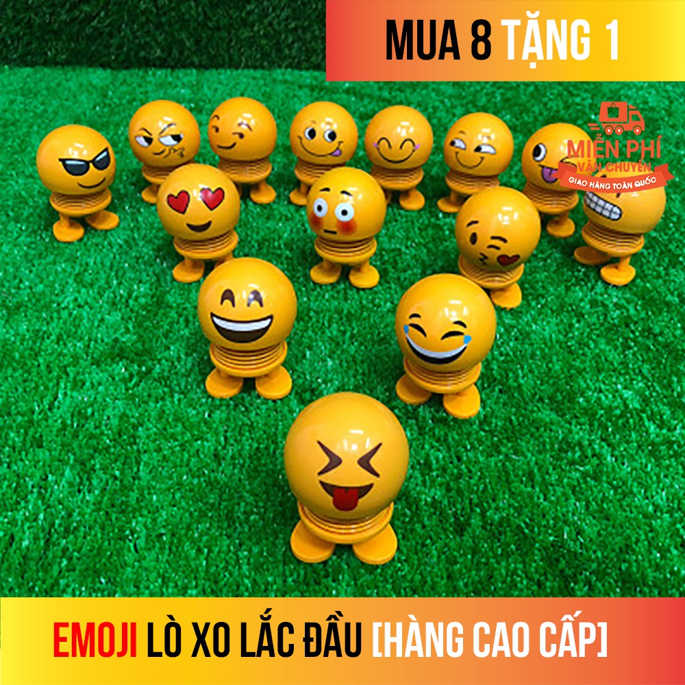 Emoji lò xo lắc đầu trang trí xe, bàn làm viêc - Lò xo nhún hình mặt cười