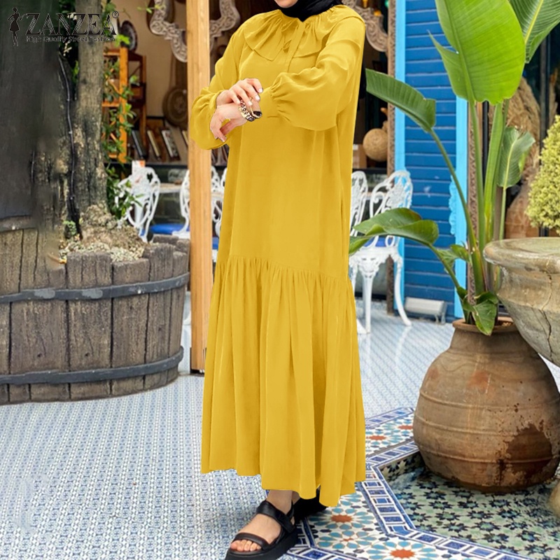 Đầm Zanzea maxi dài tay cổ tròn thời trang nữ tính