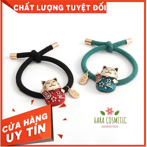 Dây Cột Tóc , Vòng Đeo Tay Mèo Vàng Thần Tài May Mắn