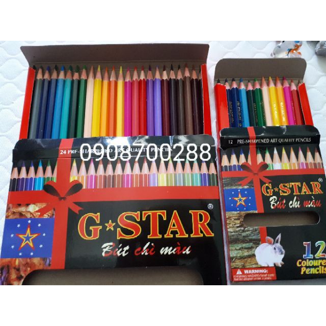 Bút chì màu Gstar hộp 24 chì và 12 chì cho bé (sỉ ib)