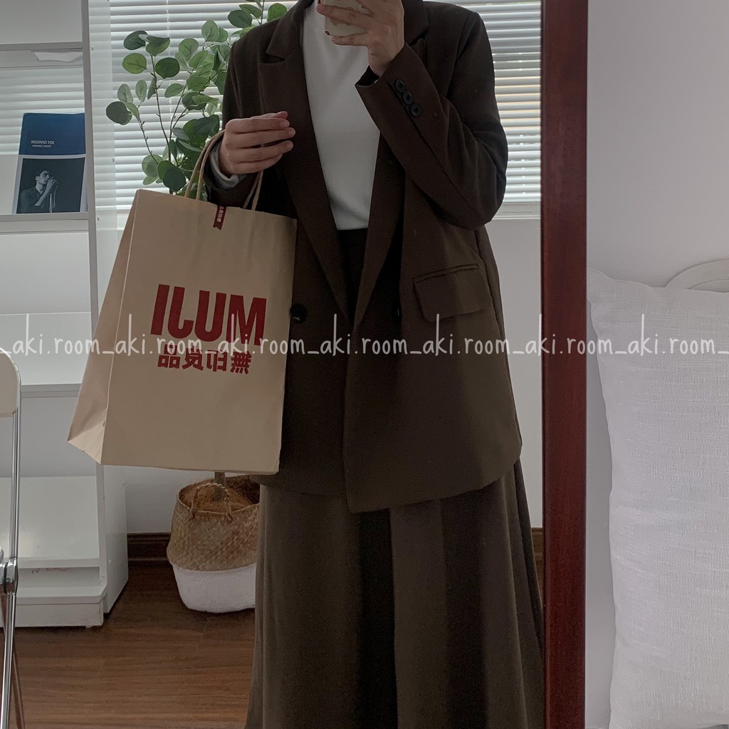 Áo blazer hai lớp túi vuông nắp hai khuy có độn vai mỏng chất dày dặn đứng dáng