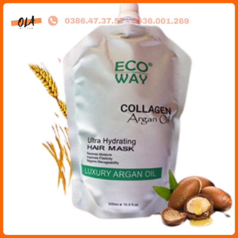 Kem Hấp Tóc Phục Hồi Hư Tổn Collagen Ecoway 500ml - Mỹ Phẩm Ola