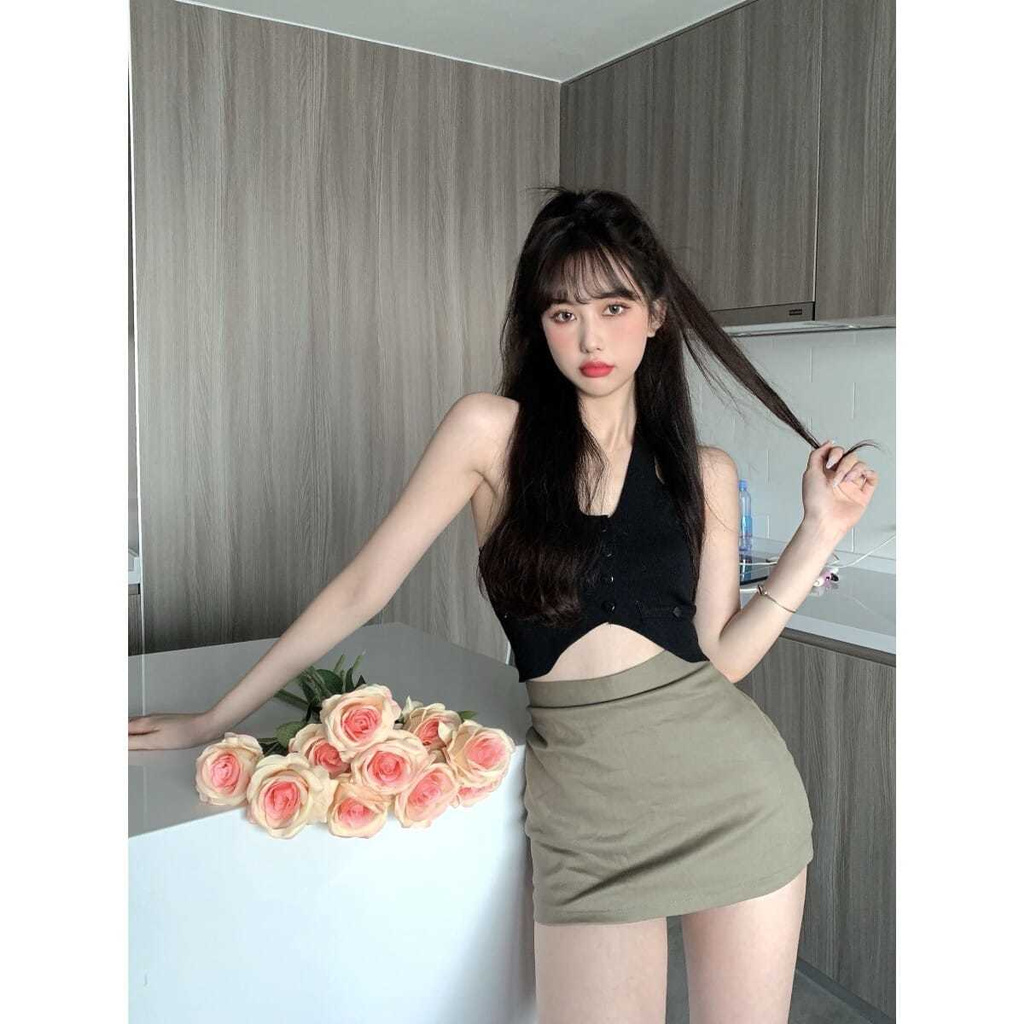 Áo Lửng Hai Dây Cổ Yếm Thời Trang Cho Nữ