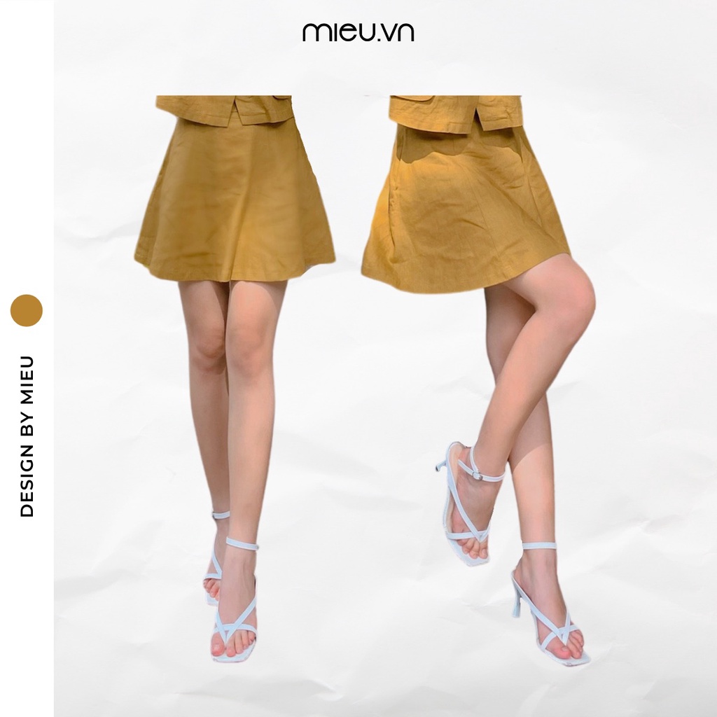 Váy ngắn form chữ A set linen (Nâu ) - GN08