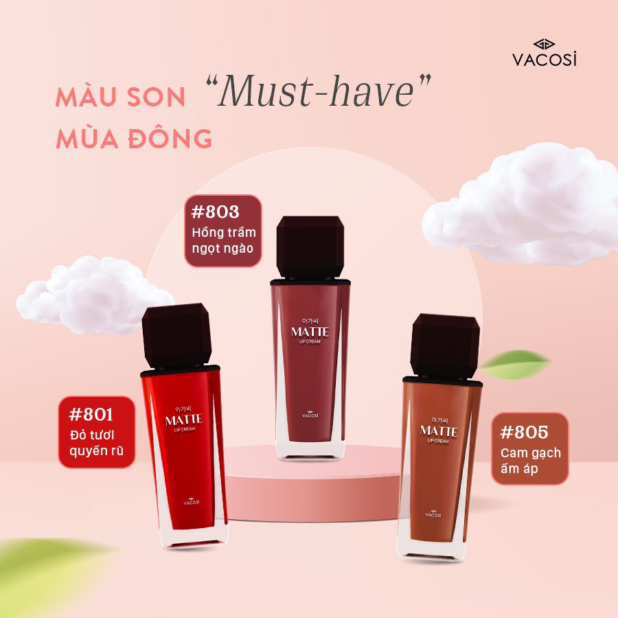 SON KEM MỊN LÌ VACOSI NATURAL STUDIO MATTE LIP CREAM