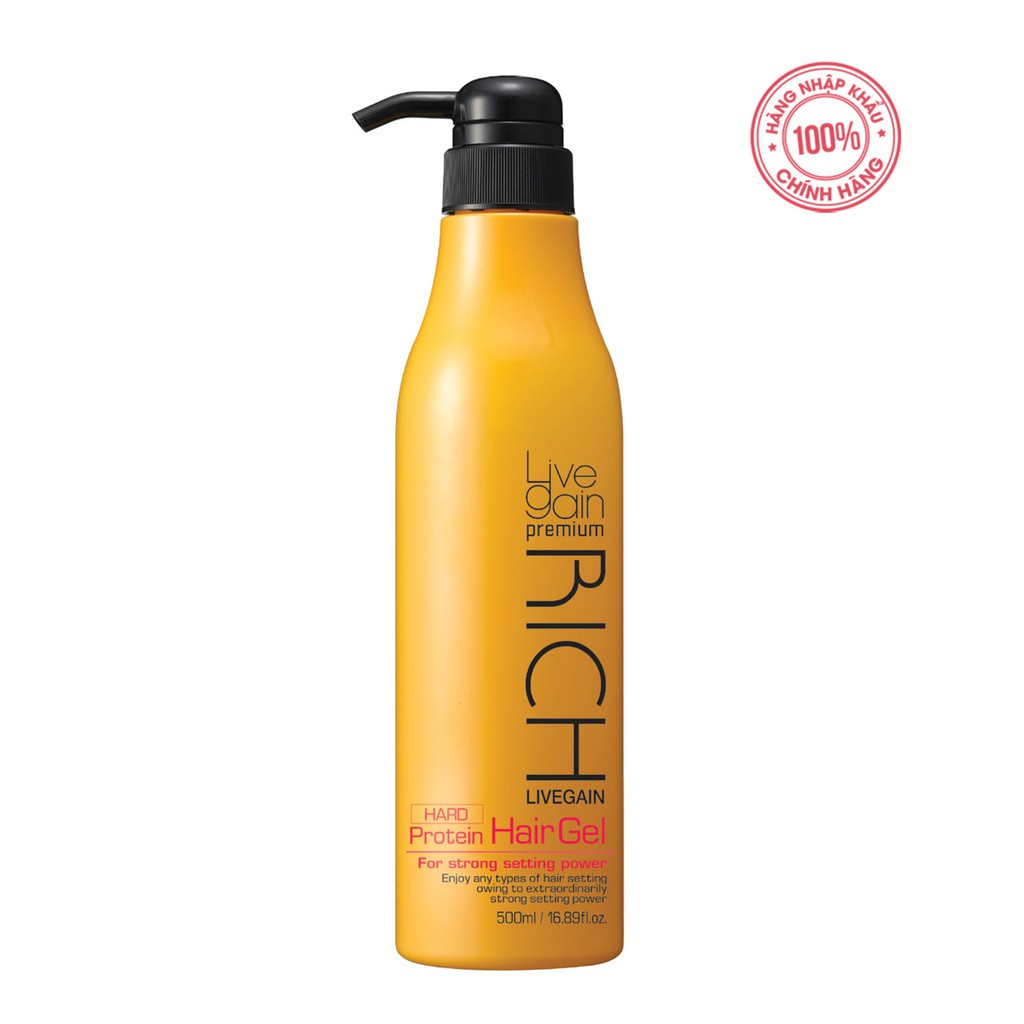 Gel cứng Livegain Premium Rich Protein Hair Gel (Hard) 500ml Hàn Quốc