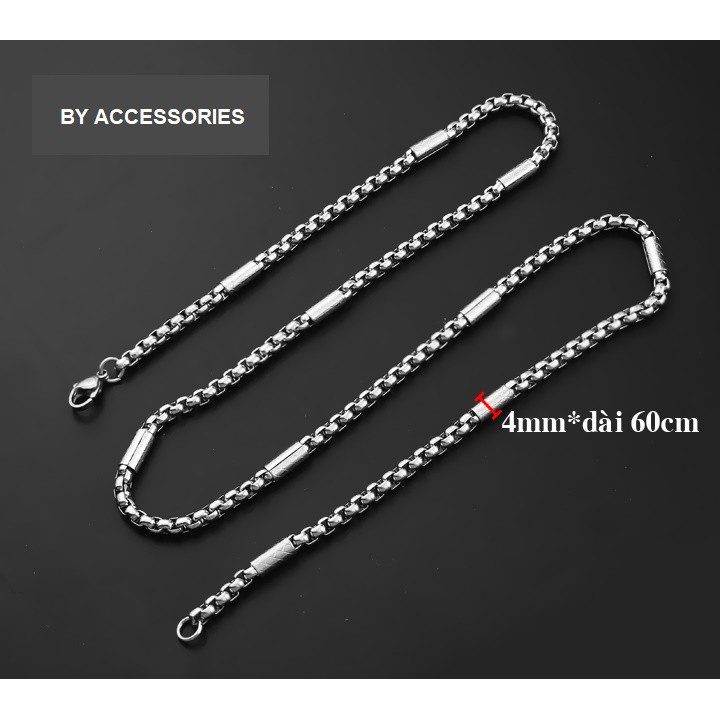 Dây chuyền titan nam xích 4mm bọc khoanh họa tiết MNI190201 không gỉ