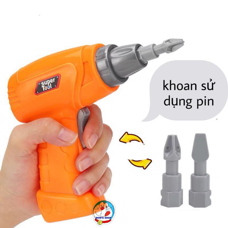 Đồ chơi kĩ sư cơ khí 246 chi tiết, khoan dùng pin hoạt động như thật