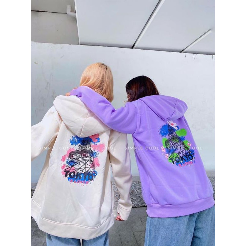 Áo Hoodie Khoác Nỉ Ngoại Zip TOKYO LOVE Form Rộng Unisex Size L, XL