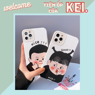 Ốp đôi da sọc bảo vệ camera couple cute dành cho nhiều dòng máy của iphone/samsung/oppo/realme/xiaomi/vivo
