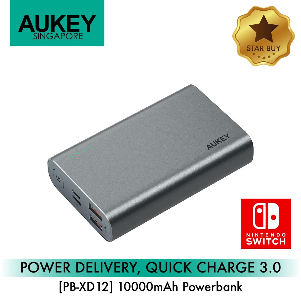 Pin sạc dự phòng cho iPhone, S8, S9, Note 9 AUKEY PB-XD12 10000mAh PD &amp; QC 3.0 18W nhôm nguyên khối cao cấp, siêu nhỏ